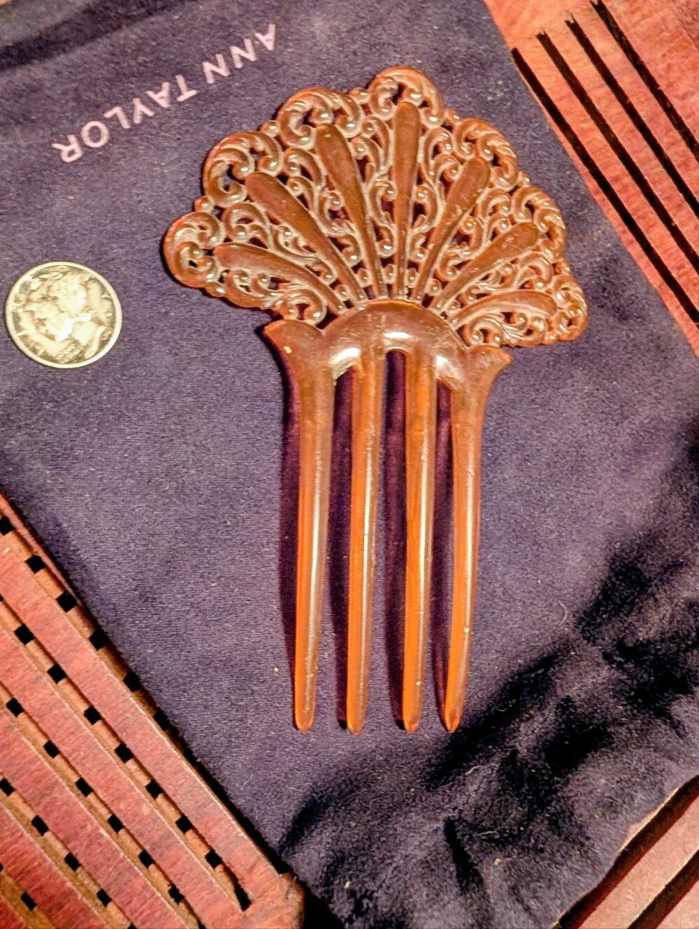 Antique Art Nouveau Celluloid Hair Comb